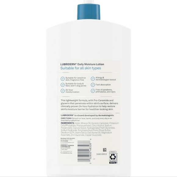 Lubriderm Unscented Daily Moisture Lotion + Pro-Ceramide, 24 fl. oz - Picture 3 of 7